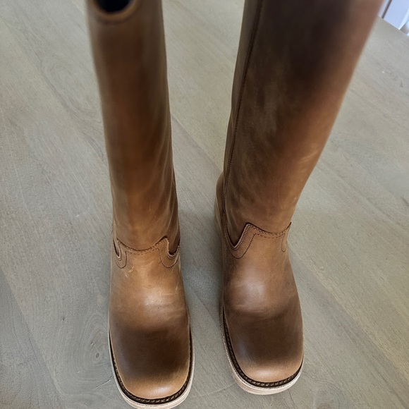 Jeffrey Campbell Anthropologie Tall Chestnut Brown Leather Knee Boots - Picture 6 of 6